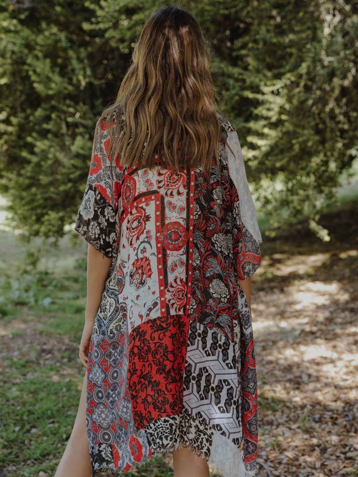 Leto Accessories - Wholesale Kimono - Women's - Spring & Summer Floral Patchwork Kimono