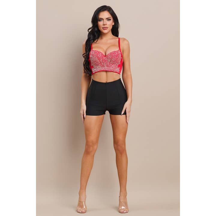 CORPIÑO ELEGANTE CON RIBETE DE STRASS BRILLANTES para venta al por mayor de The Sang