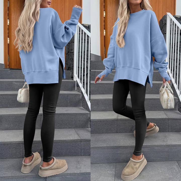 Athleisure Side Slit Round Neck Long Sleeve Sweatshirt and other Purchase Wholesale reflex sweatshirt. Free Returns & Net 60 Terms on Faire trending on Faire.
