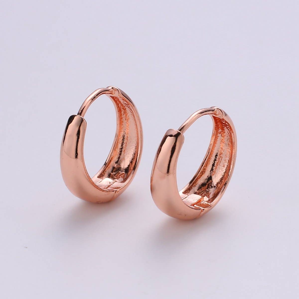 Aim Eternal - Wholesale Huggie Earrings - 24k Vermeil Gold Earrings, Huggie Earring, Tiny Earrings, Smooth Plated Earrings, Everyday Wear Earrings, Rosegold Earring, 18mm Earring K-653 K-6551