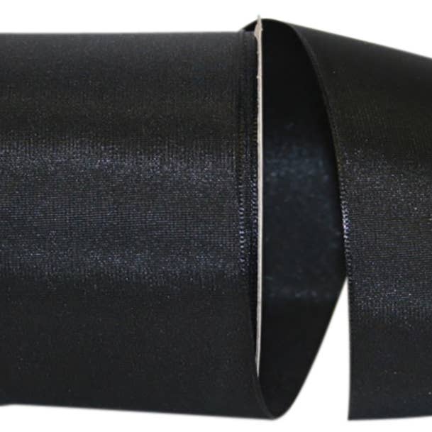 Rhapsody Taffetas 2 Wired Edge, noir, 2-1/2 po, 25 mètres pour la vente par RELIANT RIBBON