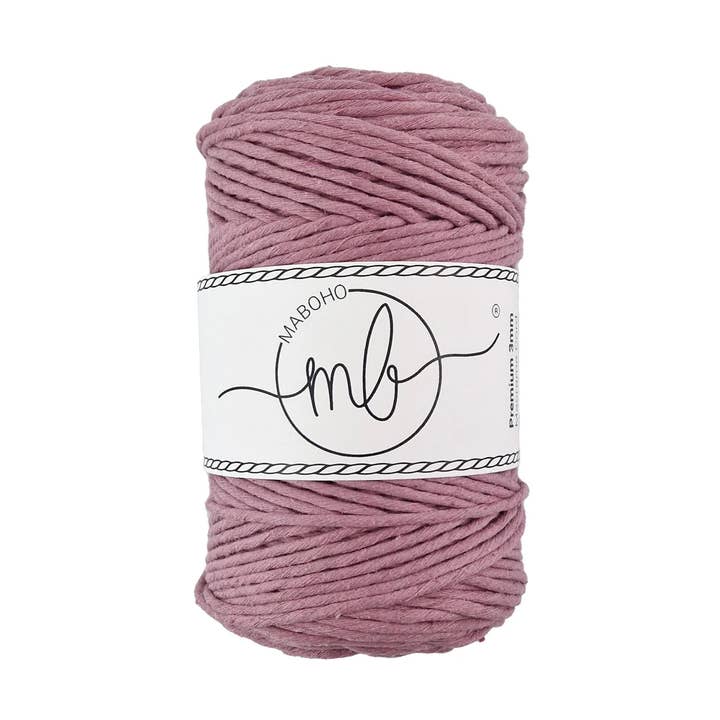 Maboho - 3 mm dusty pink premium gerecycled macramé garen, 150 m voor wholesale door Makramee Manufaktur
