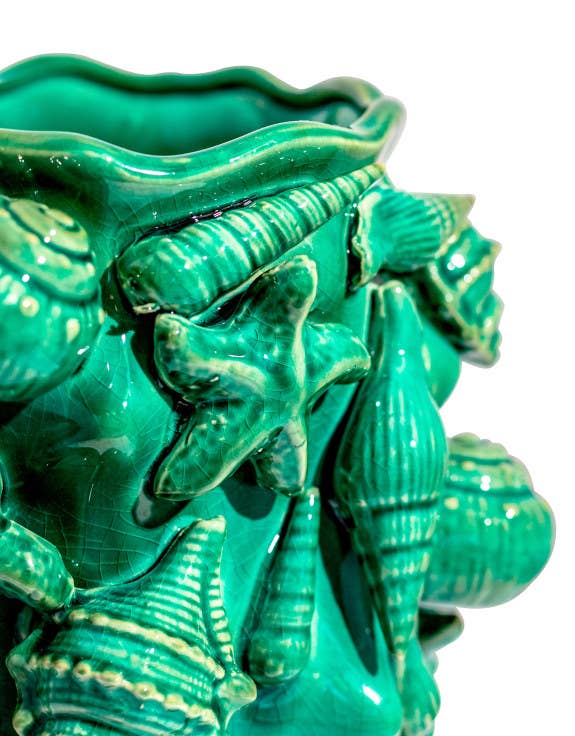 McGowan & Rutherford Ltd - Wholesale Vase - Crackle Aqua Blue Sea Shell Large Ceramic Vase2