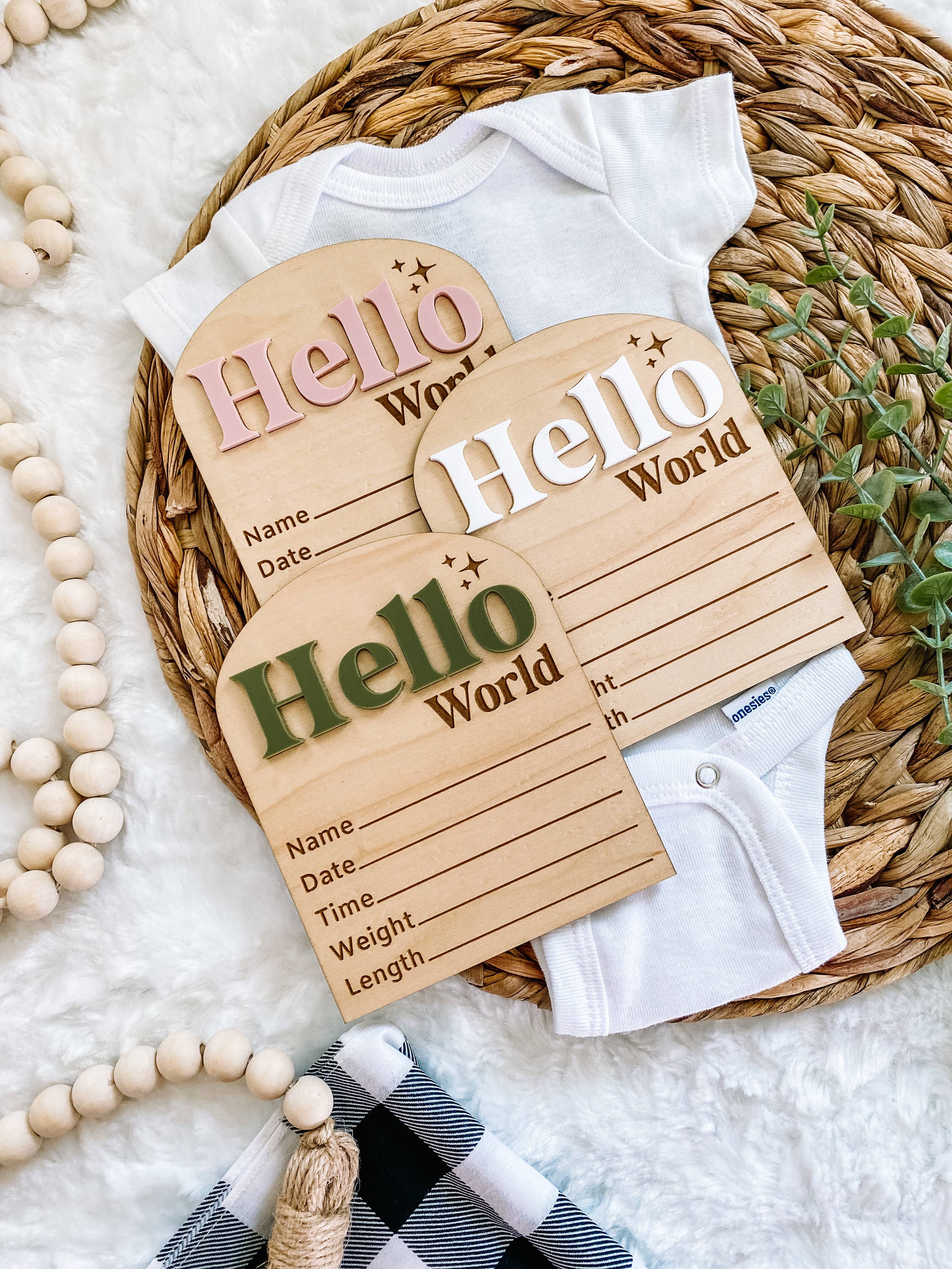 Claire and Bella - Wholesale Milestone Art/Keepsake - Kids & Baby - Hello World Birth Stat Sign6