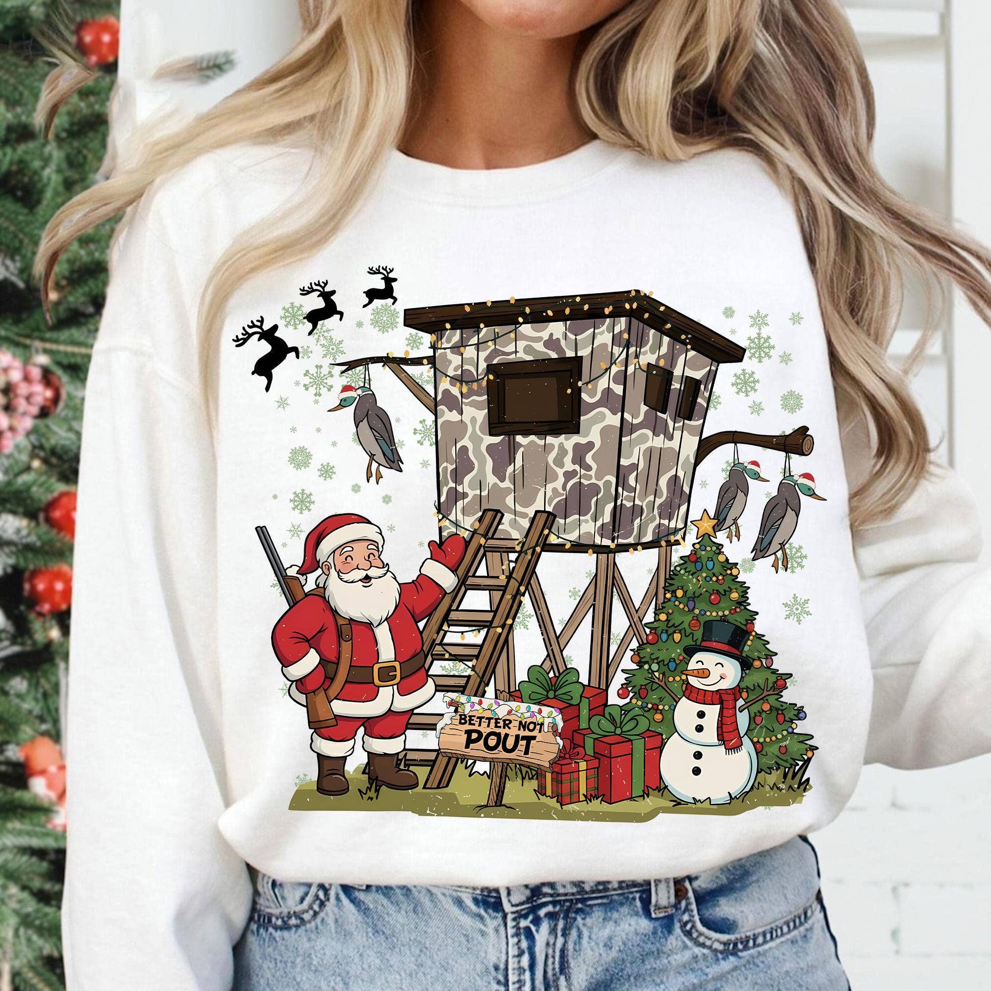 NVC Ecommerce LLC – wholesale T-shirt (graphic) – women's – Better Not Pout Christmas Shirt, Boys  Santa Hunter Sweater0