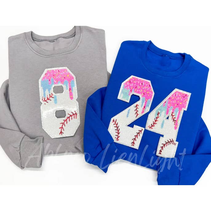 ABLNco - Wholesale Patch - Sequin Baseball Drip Ice Cream Numbers Patch - Large