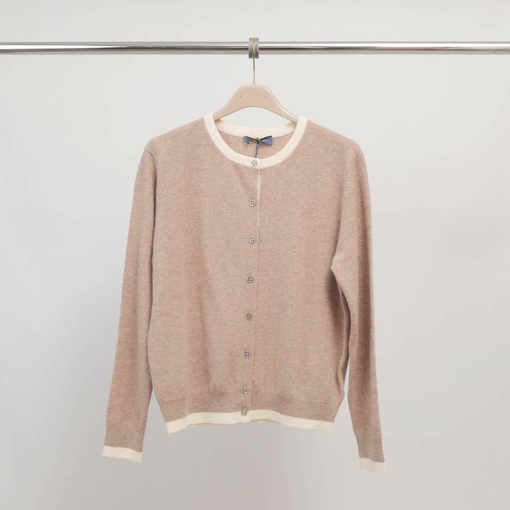 Cecile Wang - Wholesale Cardigan - Women's - Fine wool cardigan with contrasting edges – HYL18671