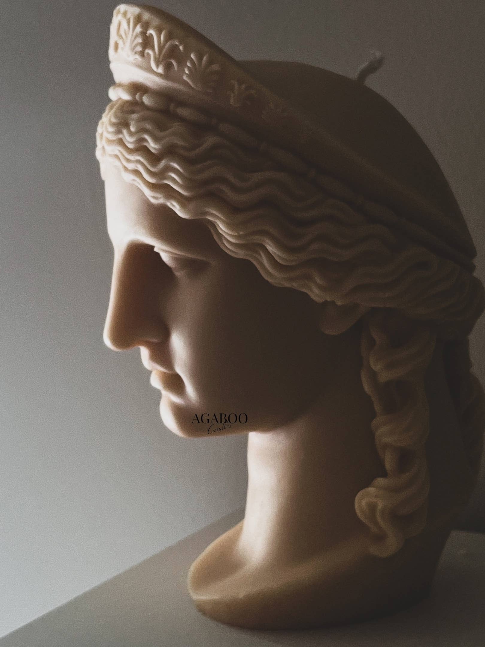 Agaboo Candle - Wholesale Novelty Candle - Hera Greek Goddess Bust Statue Candle 7.5x4in - Sculptural3