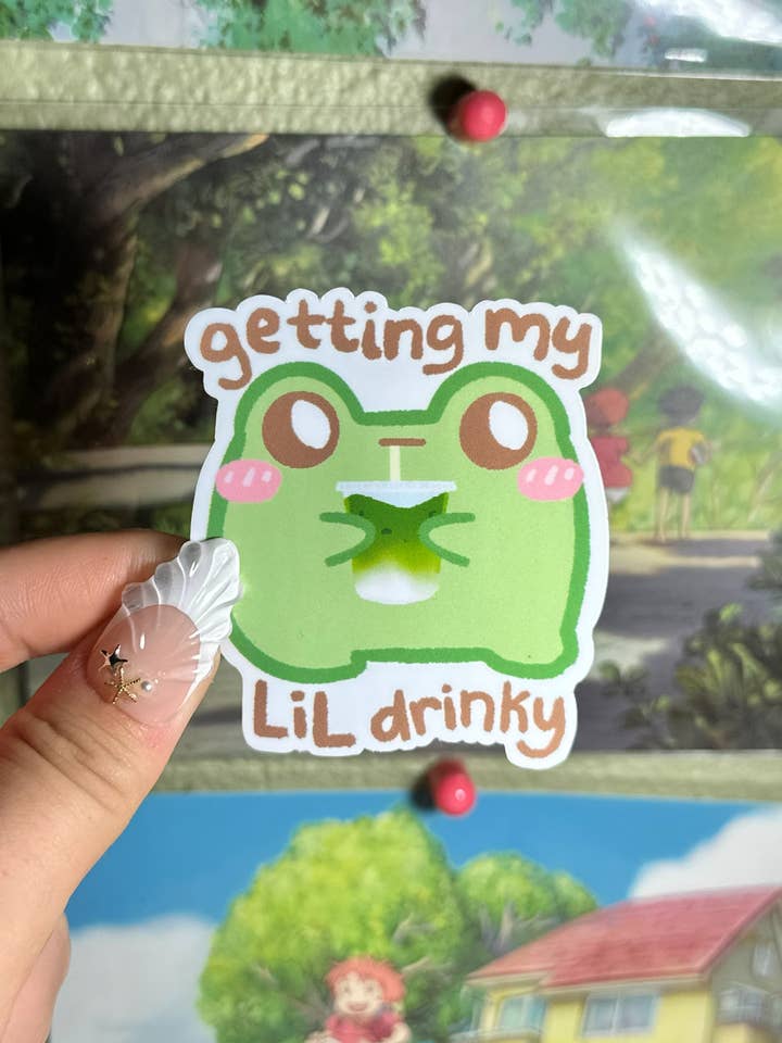 A obter o meu autocolante de sapo Lil Drinky por atacado de Simply Froggie Shop