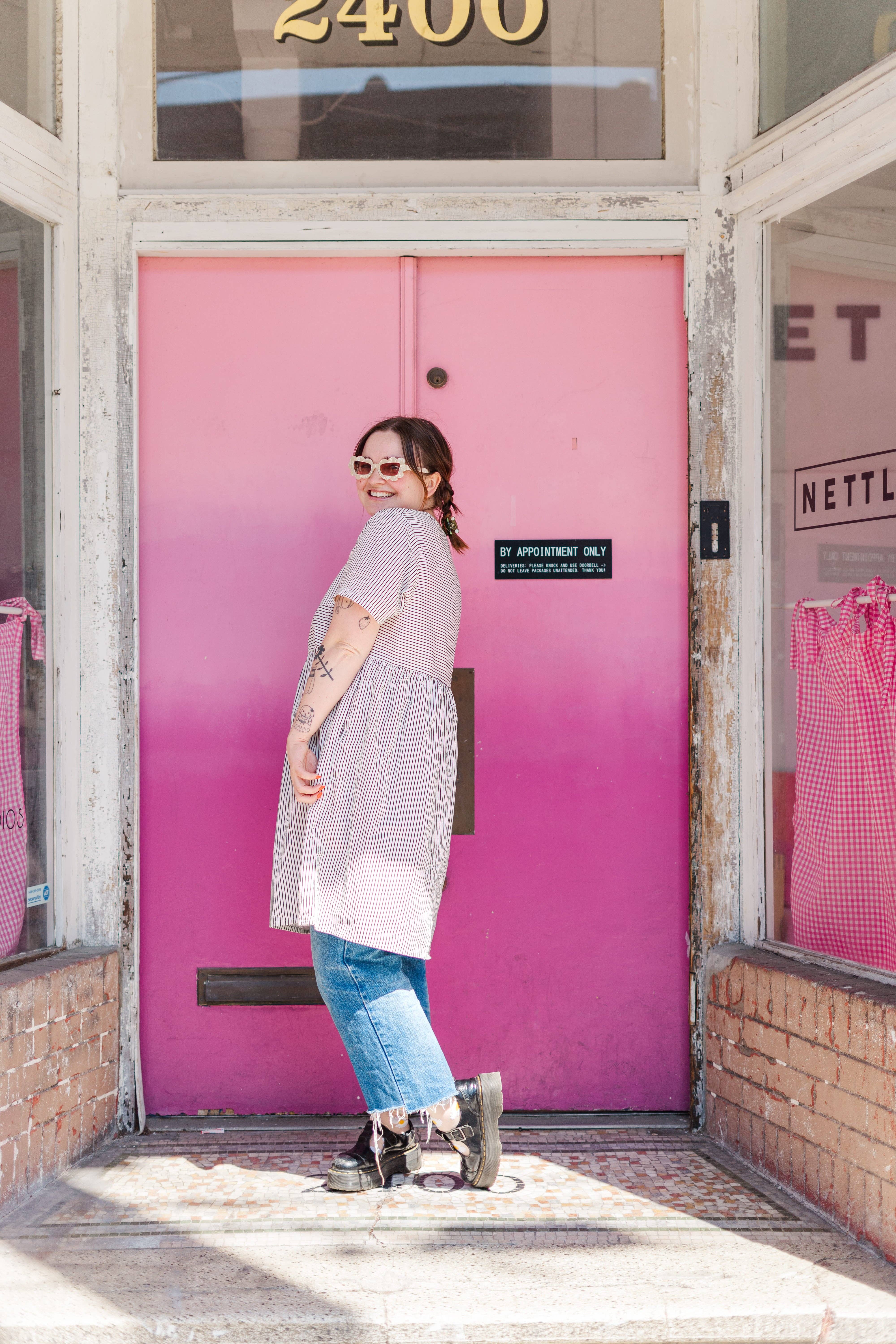 Nettle Studios - Wholesale Dress - Women's - Size Inclusive Plus Size Shirt Dress Pockets Striped Linen21