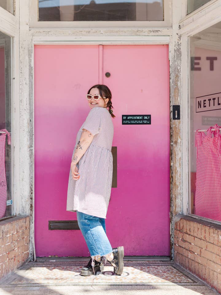 Nettle Studios - Wholesale Dress - Women's - Size Inclusive Plus Size Shirt Dress Pockets Striped Linen21