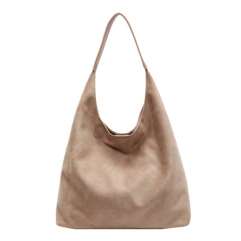 FurDecoration – Bolsa de ombro – Mulher por atacado – Mala de Ombro Grande em Camurça de Cor Sólida2