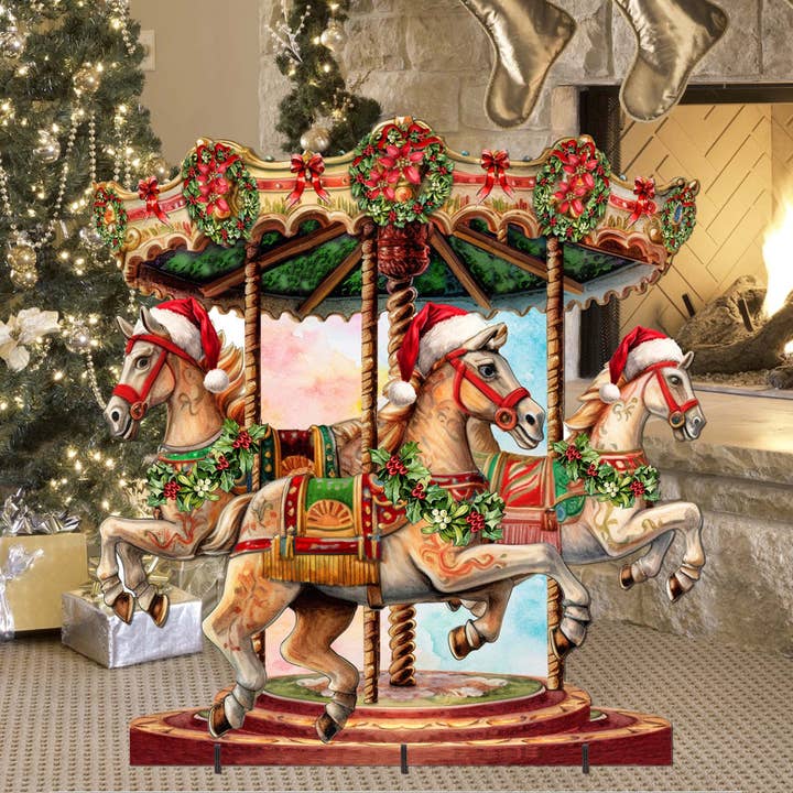 Designocracy – wholesale Outdoor ornament/decor – Christmas Carousel Outdoor Decor by G. Debrekht | Christmas1