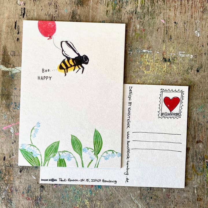 kuki – wholesale Postcard – "Bee Happy" cookie postcard set of 100
