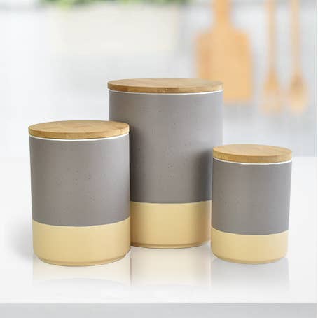 ARTONUSA - Wholesale Food Storage Container - Ceramic Canister Set with Airtight Wood Lids - 3-Piece set11