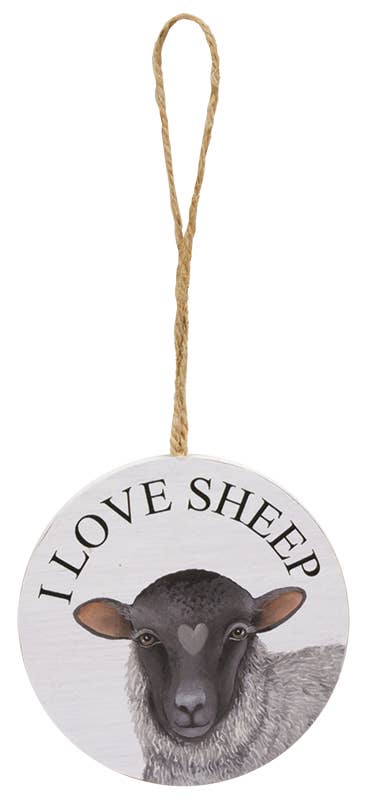 The Hearthside Collection – Großhandel Verzierungs-Set – Rundes Dekoelement mit Aufschrift „I Love Farm Animals“, 4 verschiedene4