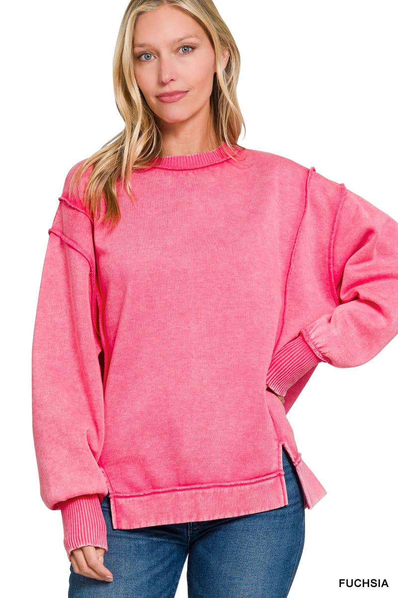 42POPS - Wholesale Sweatshirt - Women's - ',,, Fleece Hi Low Hem Pullover With Pockets50