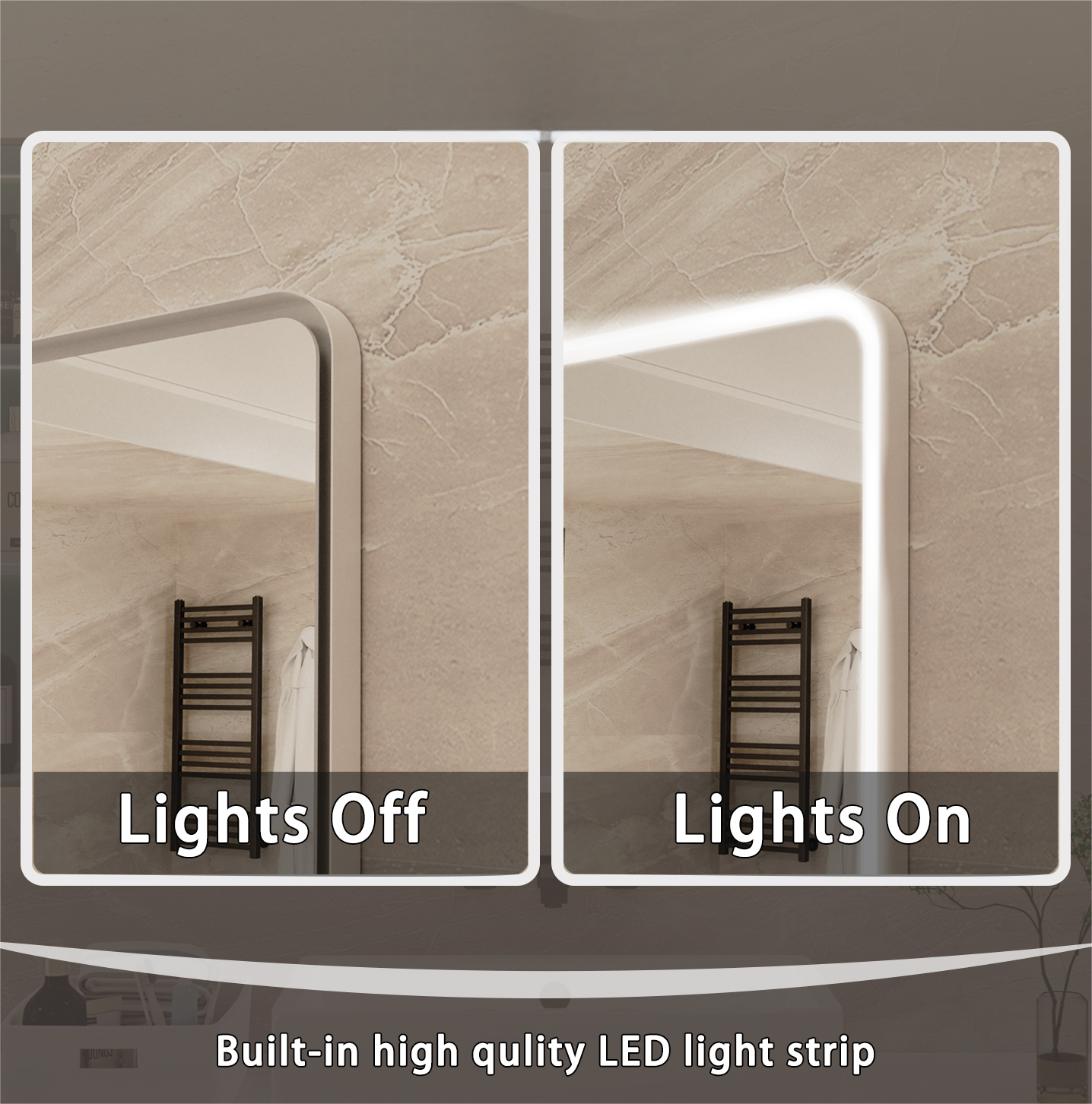 39F Inc. - Wholesale Wall Mirror - 48"X36" Rectangular Dimmable Anti-Fog LED Bathroom Mirror14