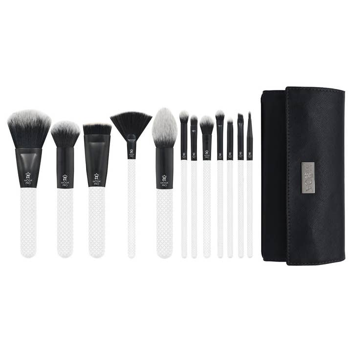 MŌDA® Pro Komplettset für Make-up-Pinsel, 13-teilig, Weiß für den Großhandel von Royal Brush Mfg. Inc.