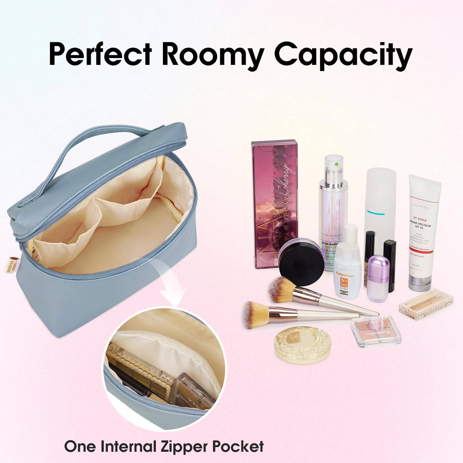 wandf - Wholesale Makeup/Cosmetic Bag - Makeup Cosmetic Bag Eco Vegan Leather With Built-in Pocket10