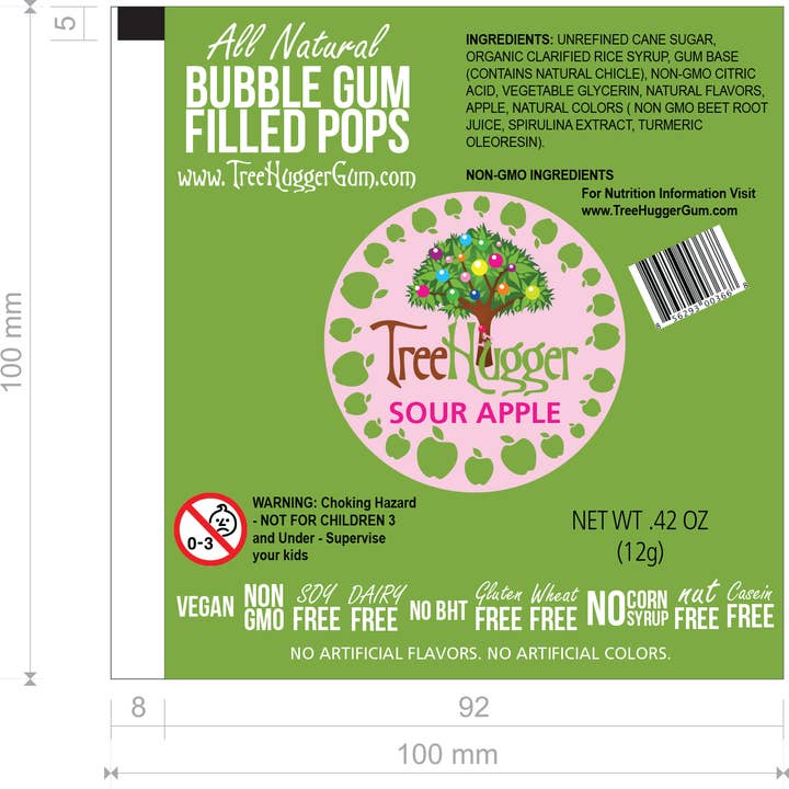 Tree Hugger Gum and Bubble Gum Filled Candy - Wholesale Lollipop - TREE HUGGER BUBBLE GUM FILLED POPS 48 CT COUNTER DISPLAY3