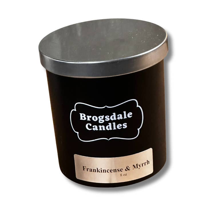 Frankincense & Myrrh Hand poured soy blend wooden wick for wholesale by Brogsdale Candles