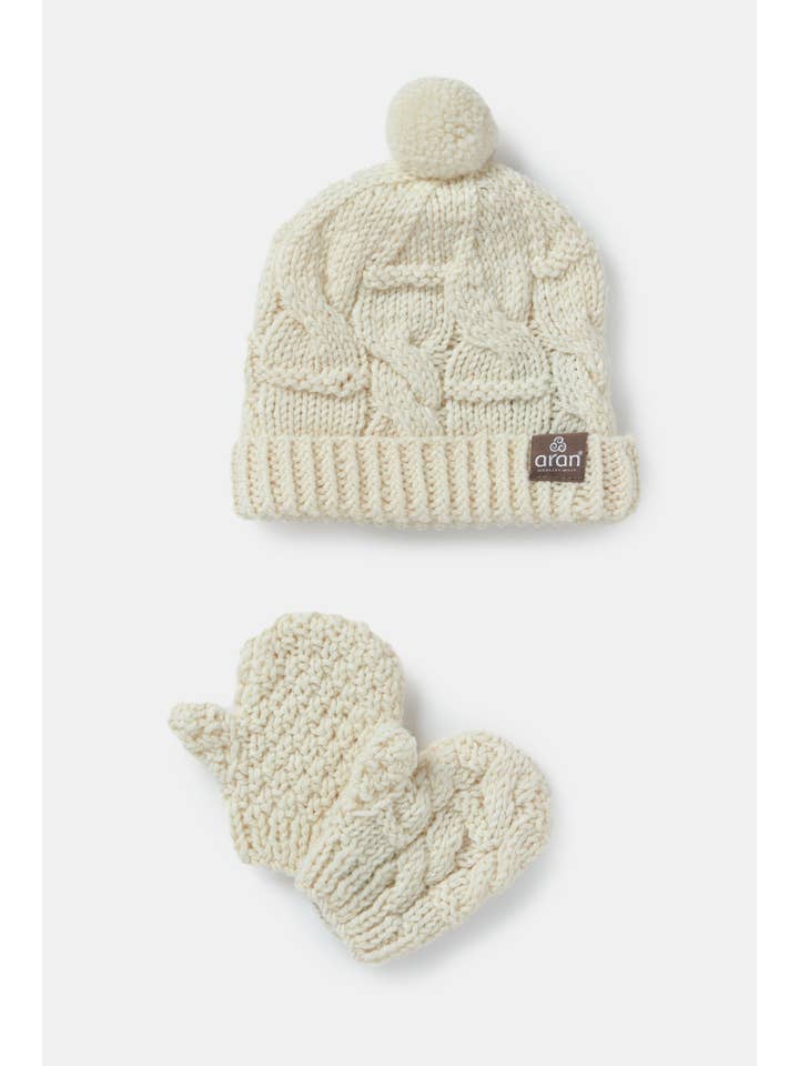 Aran Woollen Mills - Wholesale Clothing Set - Baby - Méaróg Aran Baby Mittens and Hat Gift Set