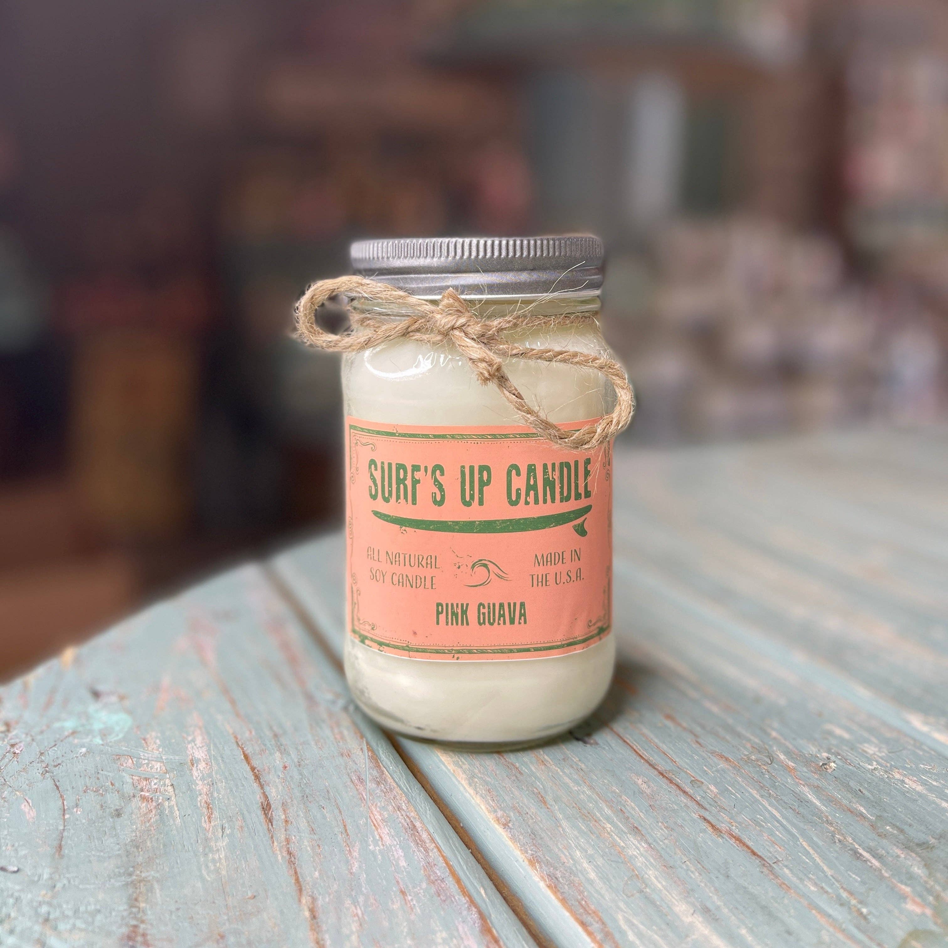 Surfs Up Candle - Venta al por mayor Velas en tarros - Vela Pink Guava Mason Jar, colección original1