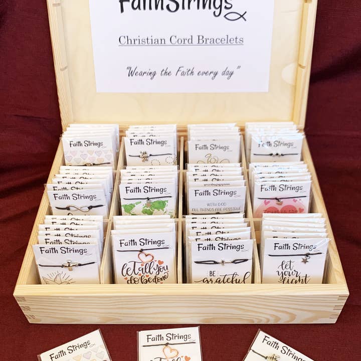 Faithstrings - Wholesale Retailer Display - Jewelry - Display Kit 72 Faith Strings Christian Gift Wish Bracelets