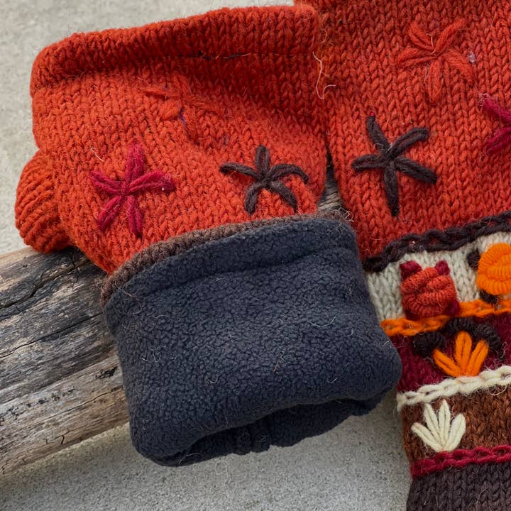 Lungta Imports - Wholesale Gloves - Women's - Woolen Hand Knit Fingerless Fleece Lined Gloves, Hand Warmer31