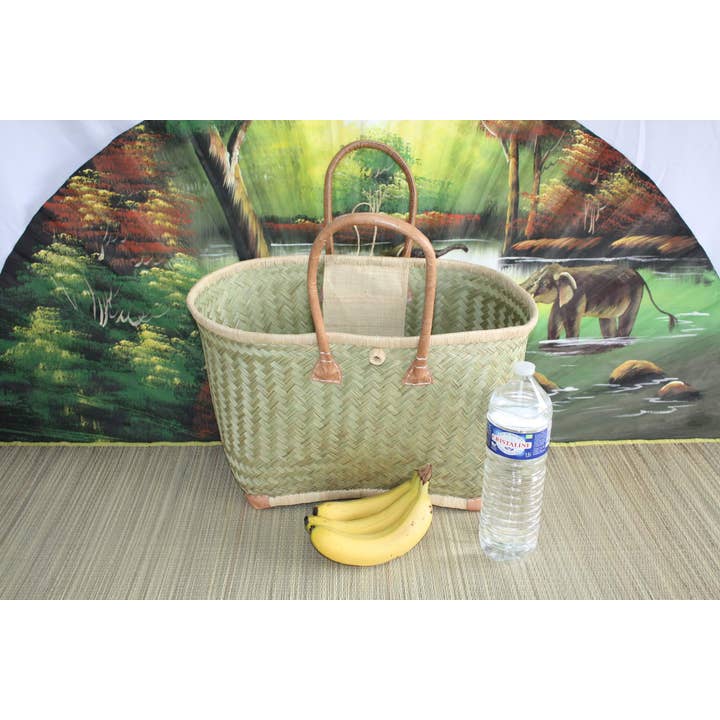 Boutique Huléti - Wholesale Beach Bag - NICE Straw tote bag basket - 3 SIZES - Long handles - ideal shopping, markets, work, beach... raffia rush palm tree2