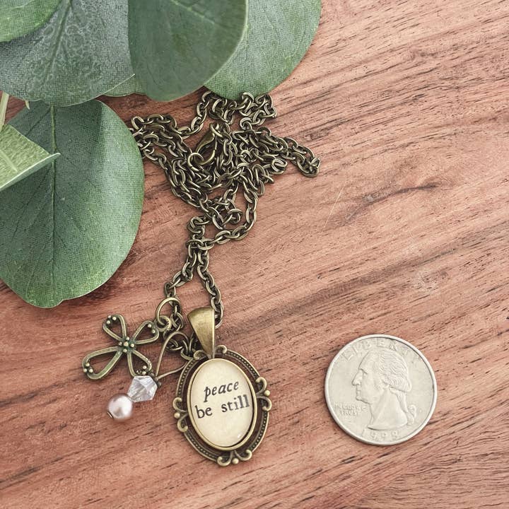Ivy Barn Designs - Wholesale Pendant/Charm Necklace - Peace Be Still Bible verse necklace Inspirational Jewelry