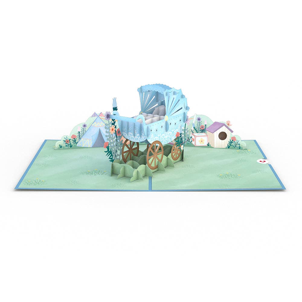 Lovepop Cards - Wholesale Baby Card - Blue Baby Carriage 5''x7'' Card, Pop-Up Cards2