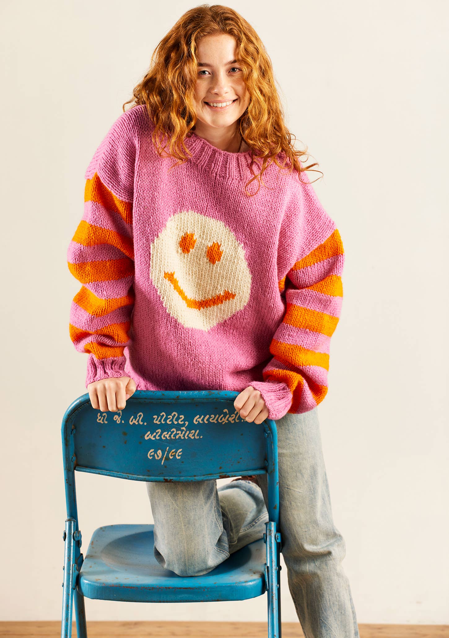 Namaste - Wholesale Knit Sweater - Women's - Smiley Face Stripe Hand Knitted Jumper4