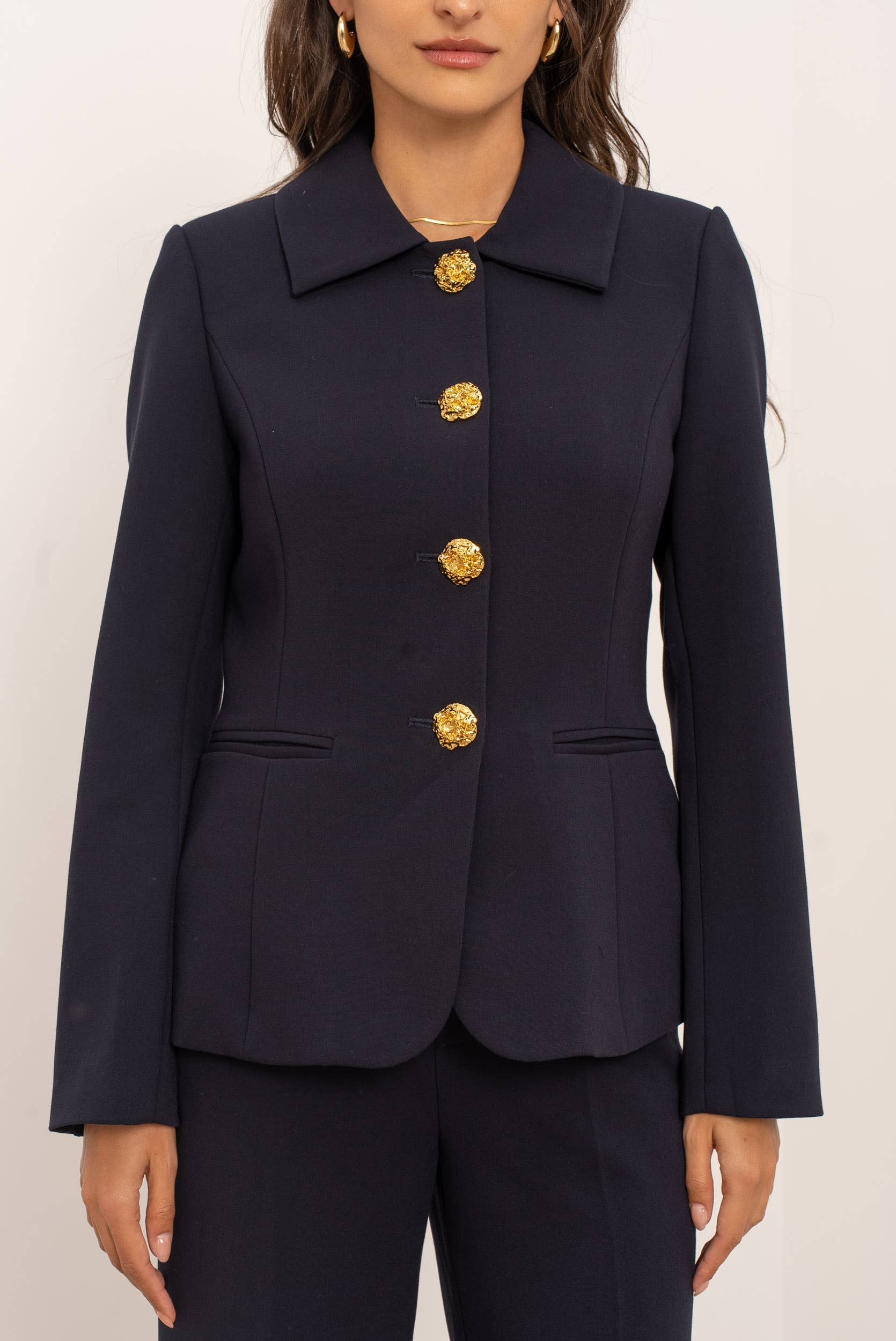 Attentif Paris - Wholesale Jacket - Women's - [Aura] Fitted jacket with shirt collar and gold buttons41