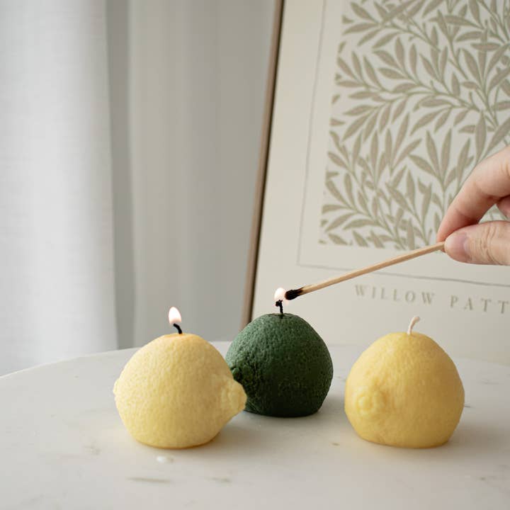 Glowing Harmony Candle Co - Wholesale Novelty candle - Lemon/Lime Shaped Decorative Candle, Summer Table Decor3