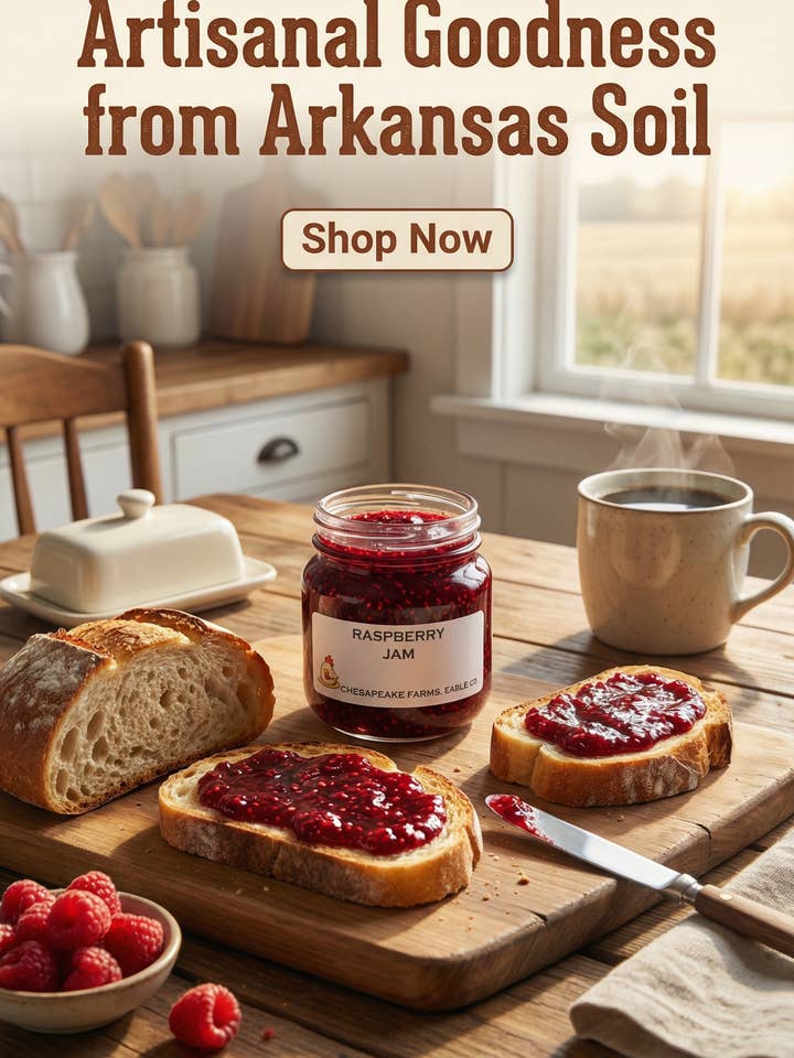 Rote Himbeermarmelade – 8 oz Glas – Bio, in Arkansas angebaut für den Großhandel von Chesapeake Farms LLC