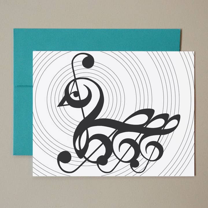 Tarjeta de notas musicales Swan para venta al por mayor de Erin Heaton Art