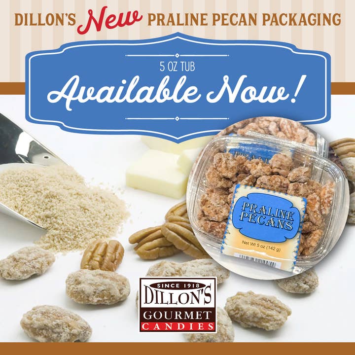 Dillon Candy Company - Wholesale Nuts - Pecans, Praline, 5 oz. Tub1