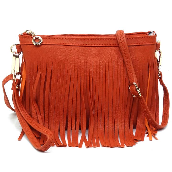 E091 Western Fringe Clutch Cross Body Bag for wholesale by M&M HANDBAGS, LLC.