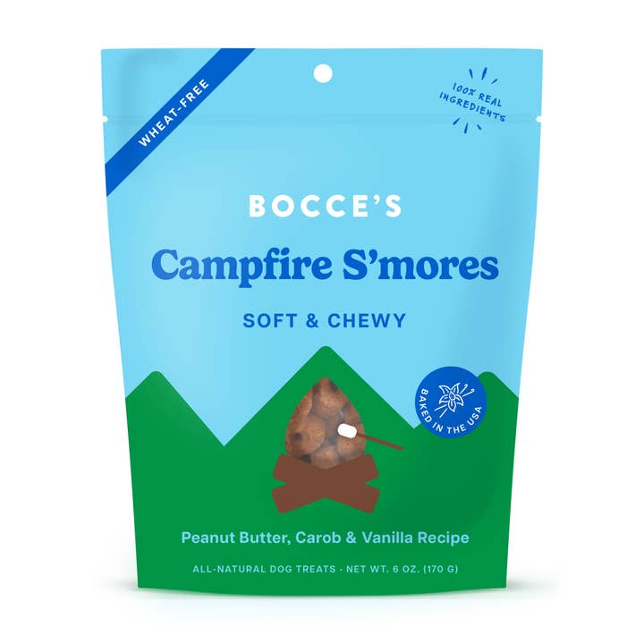 Bocce's Bakery Campfire S'mores Soft & Chewy Dog Treats 6oz for wholesale by Pet Palette Distribution