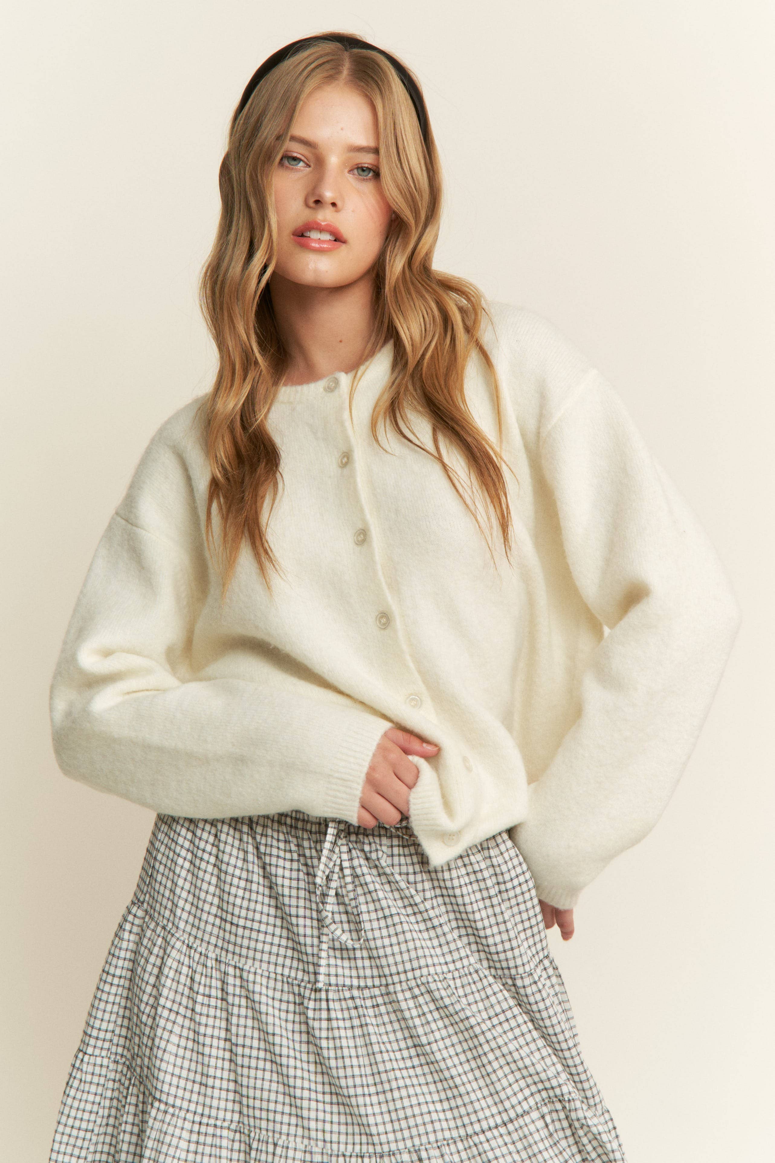 Ivory Cozy Button-up Knit Cardigan for wholesale on Faire1