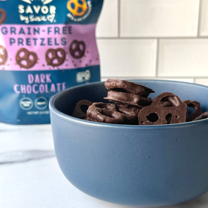 Savor by Suzie - Wholesale Pretzels - Dark Chocolate Grain Free Pretzels