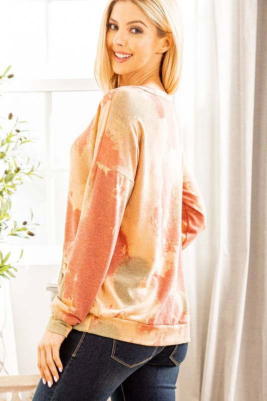 HEIMISH - Wholesale Tuniek - Dames - ET5138-10 MEERKLEURIGE TOP MET TIE-DYE-PRINT0