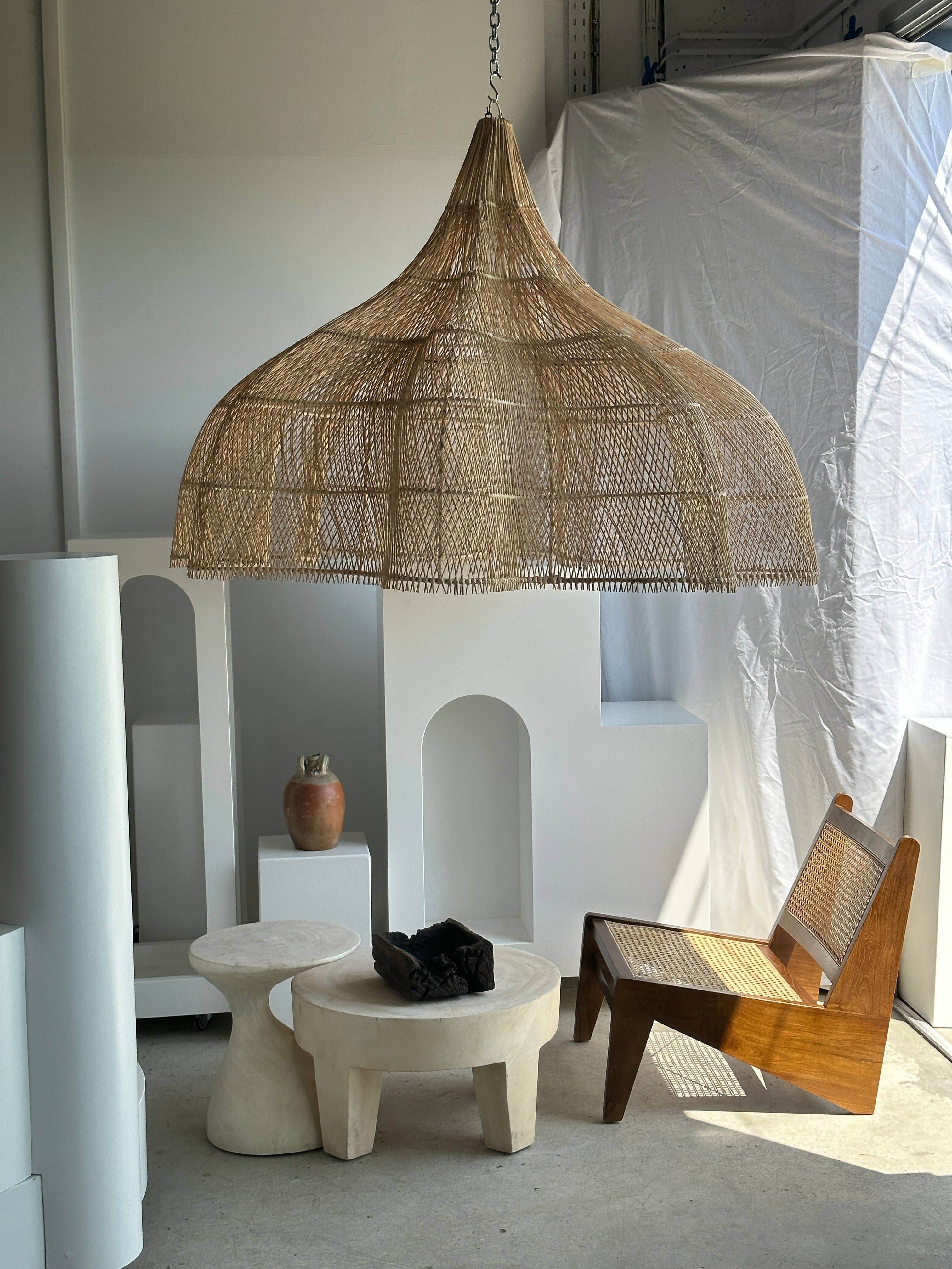 Office Objets - Wholesale Chandelier/Hanging Light - Immense rattan suspension in the shape of a flower, tulip, corolla H:1m; D:1m5073