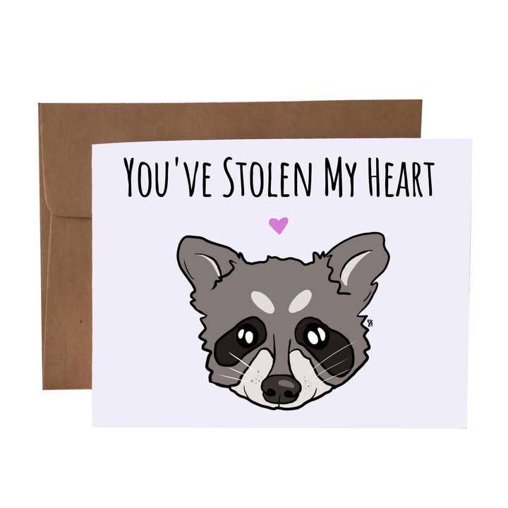 You've Stolen My Heart | Raccoon Pun Naughty Greeting Card for wholesale by SKP ink