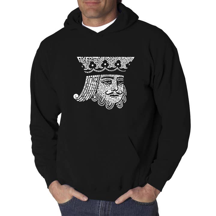 Men's Word Art Hooded Sweatshirt - King of Spades for wholesale by LA Pop Art