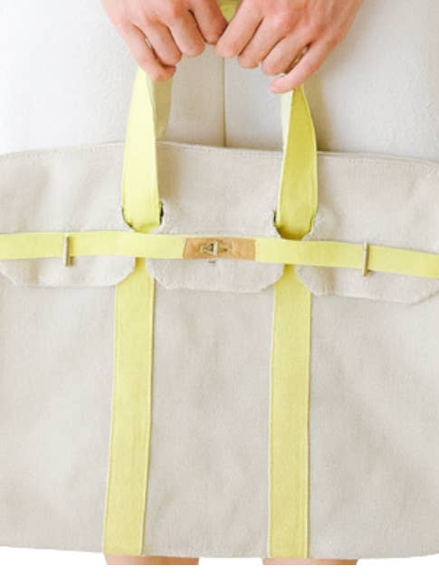 Canvas Tote Bag - Pale Yellow Trim for wholesale by Runway Athletics