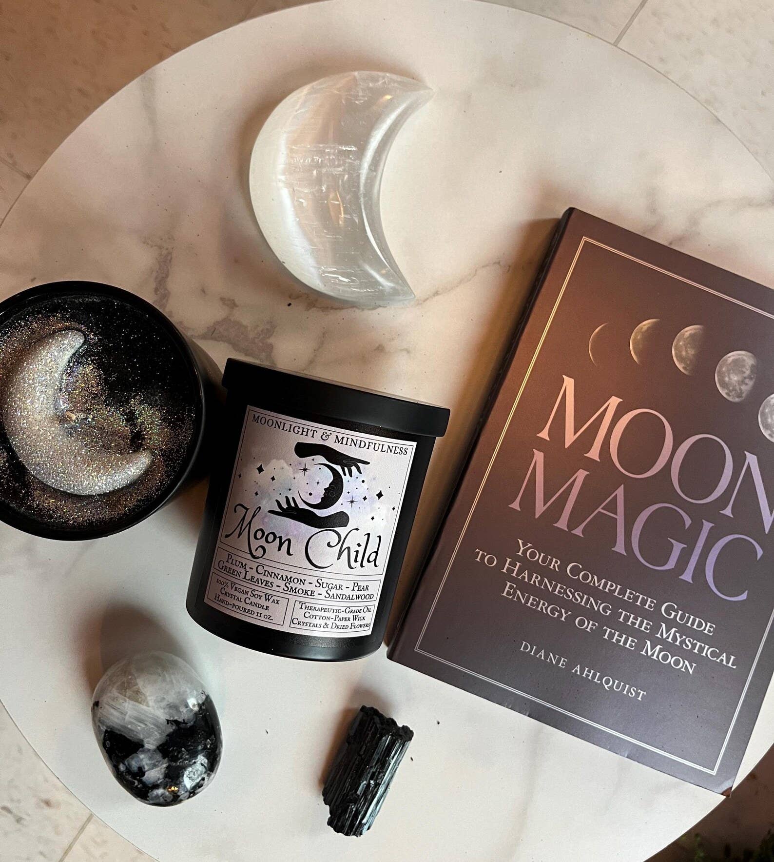 Moonlight & Mindfulness - Wholesale Jar/Filled Candle - Moon Child 100% Soy Wax Crystal Candle, Celestial, Vegan2