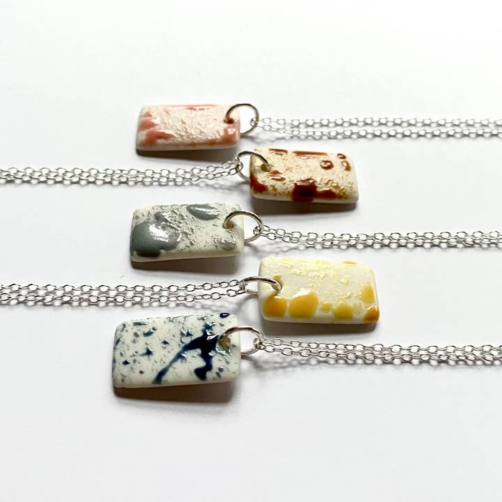 Rectangle Splatter Glaze Pendant Necklace - Large for wholesale by Keramika MCR